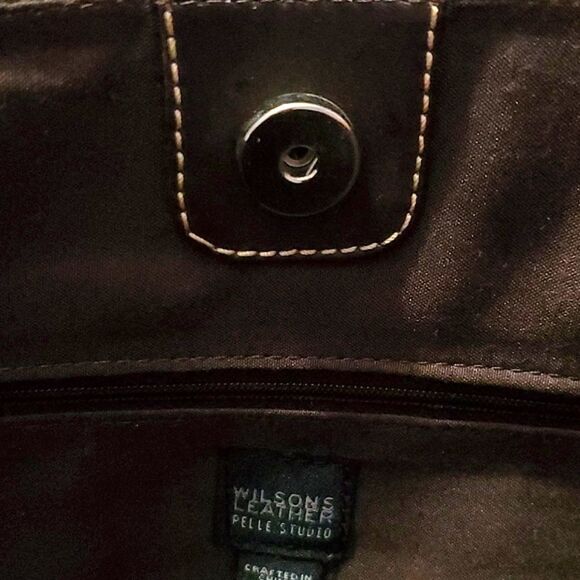 Wilson Leather Pelle Studio Brown Utility Functional Career Shoulder Tote Bag - Picture 9 of 15